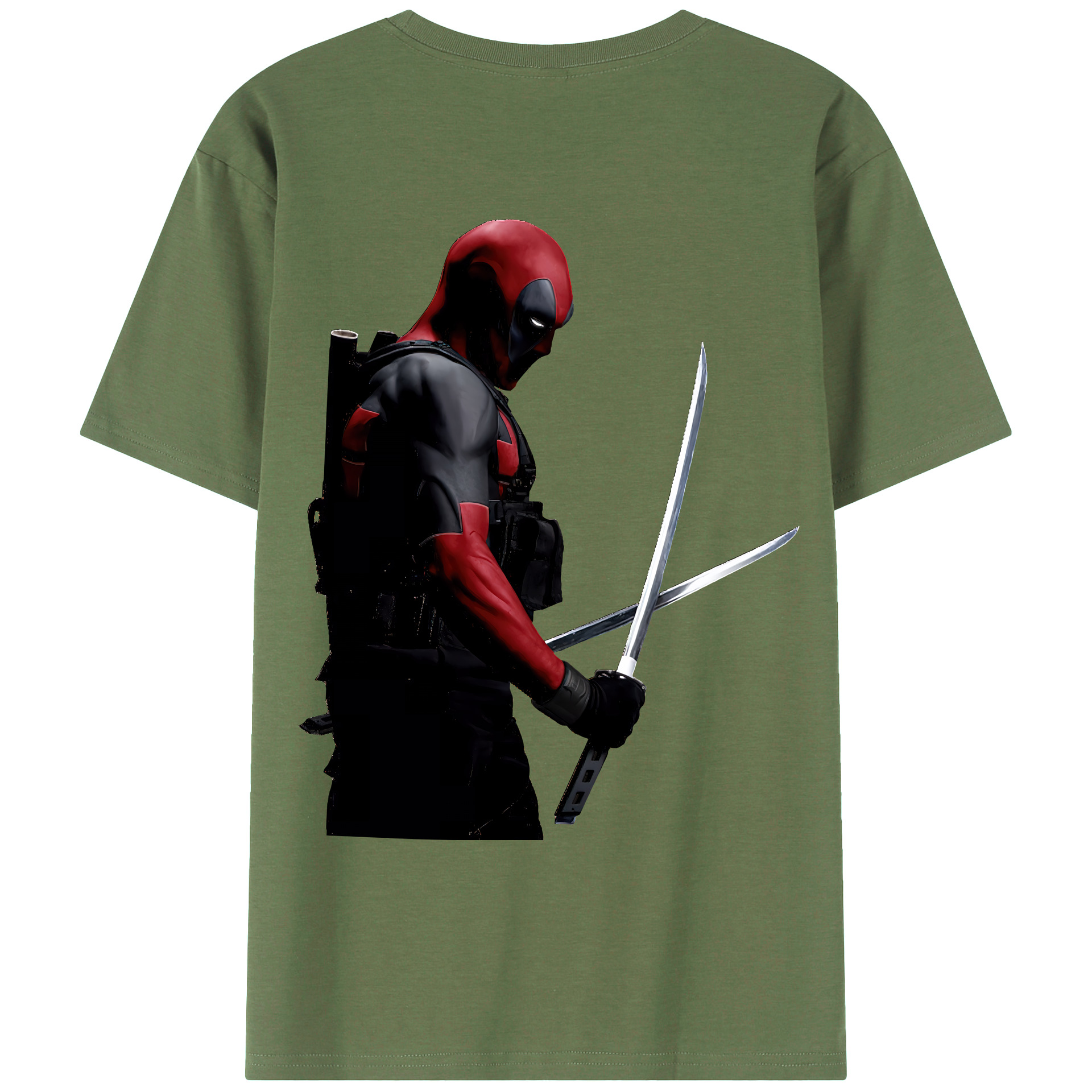 （画像用） Deadpool デッドプール 綿100％ メンズ半袖Tシャツ（バックプリント） 通気性